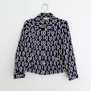Vintage Nautical Navy Blue Knot Print Lightweight Jacket